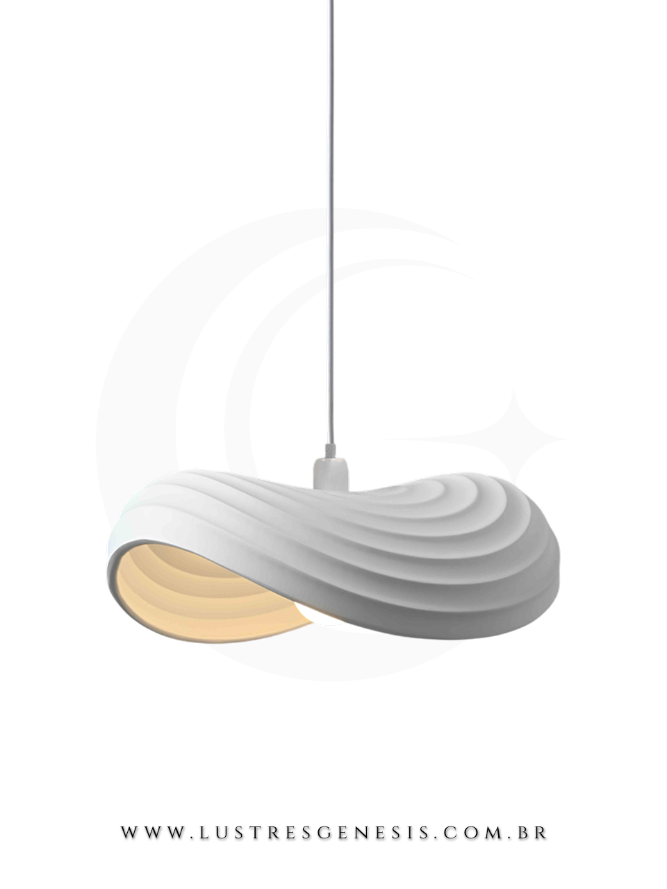 Lustre Pendente Moderno Metal Branco Resina DCD02676 E27 47x45cm, Cabeceira de Cama, Lavabo, Bancada de Cozinha